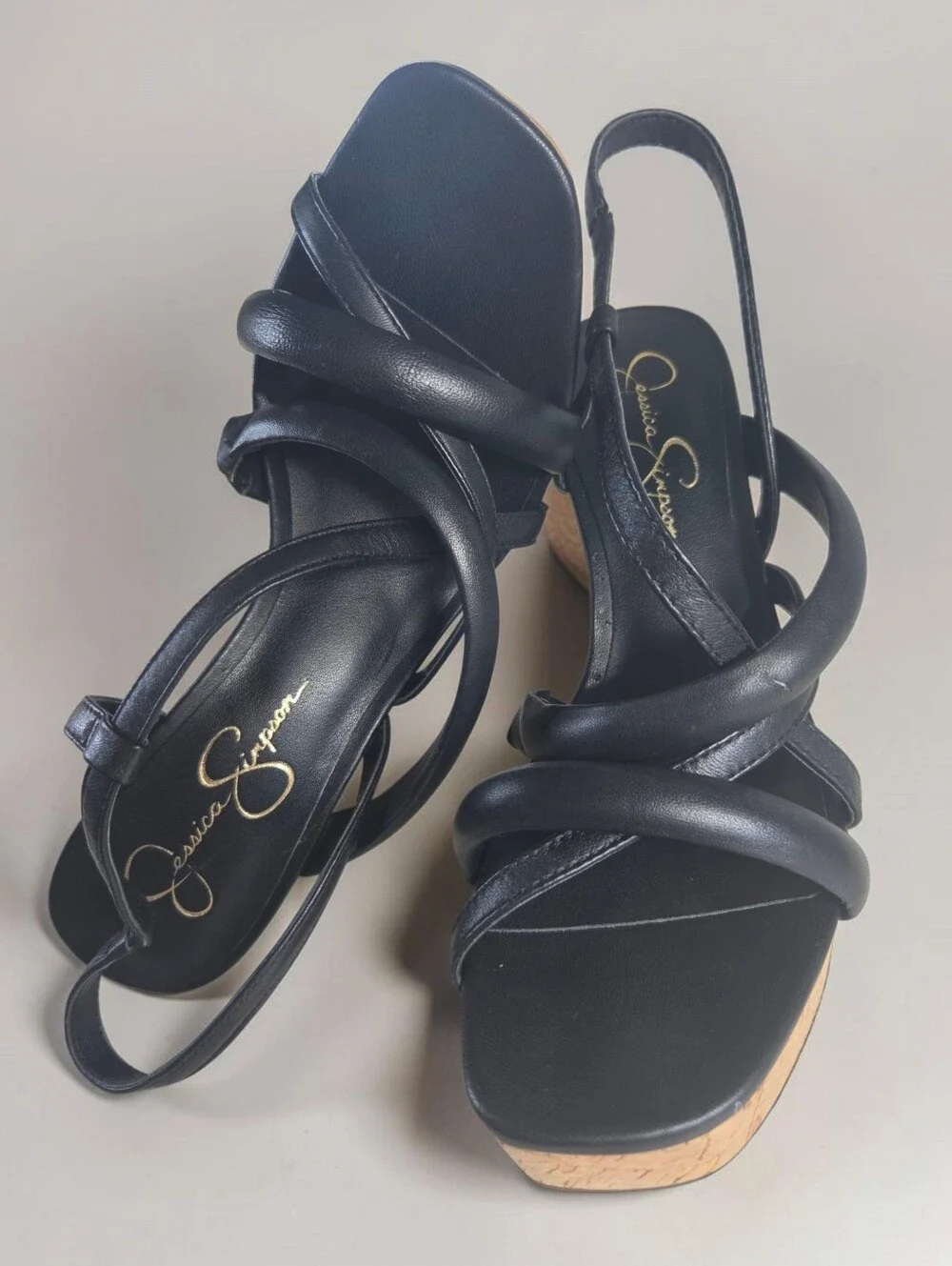 Jessica Simpson Black Crisscross Strap Platform Sandals Size 9